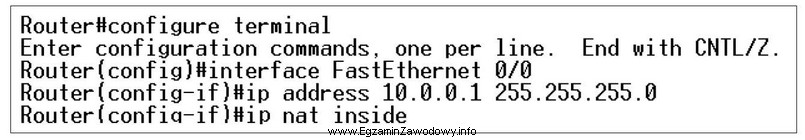 Przedstawione polecenia, uruchomione w interfejsie CLI rutera firmy CISCO, spowodują