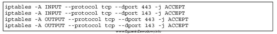 Przedstawiony fragment konfiguracji zapory sieciowej zezwala na ruch sieciowy z 