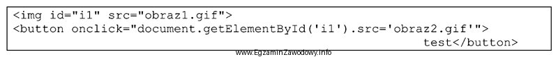 Kod JavaScript wywołany zdarzeniem kliknięcia przycisku ma za 