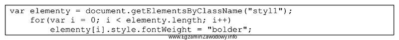 Jaki będzie efekt wykonania przedstawionych instrukcji JavaScript?