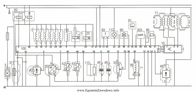 Którym numerem oznaczono na schemacie elektrycznym czujnik Halla na 