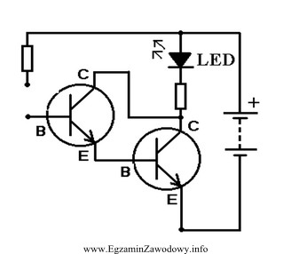 Tranzystory przedstawione na schemacie elektrycznym połączone są w 