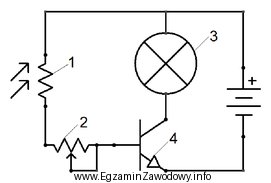 Na zamieszczonym schemacie elektrycznym, fotorezystor oznaczono cyfrą