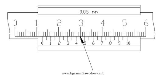 Odczyt wskazania suwmiarki zgodnie z przedstawionym schematem wynosi