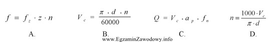 Do obliczenia prędkości obrotowej należy zastosować wzó