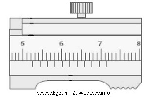 Noniusz suwmiarki przedstawionej na rysunku umożliwia pomiar z dokł