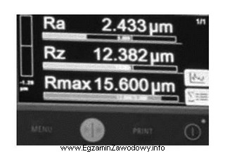 Na rysunku przedstawiono wyświetlacz urządzenia elektronicznego do pomiaru 