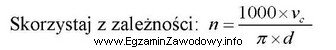 Określ prędkość obrotową wrzeciona podczas wiercenia wiertł