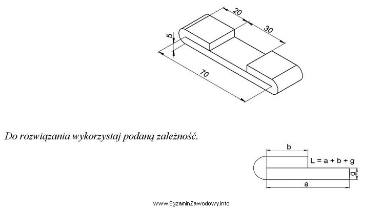 Płaskownik wygięto jak na rysunku. Ile wynosi jego 