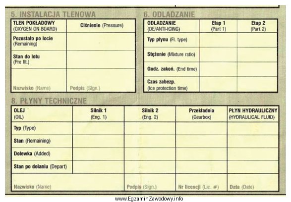 Kto powinien wypełnić rubrykę 8. Płyny techniczne w Pokł