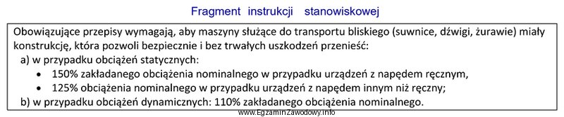 Określ na podstawie przytoczonego fragmentu instrukcji stanowiskowej, jaki maksymalny 