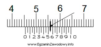 Ile wynosi wskazanie suwmiarki zgodnie z przedstawionym rysunkiem?