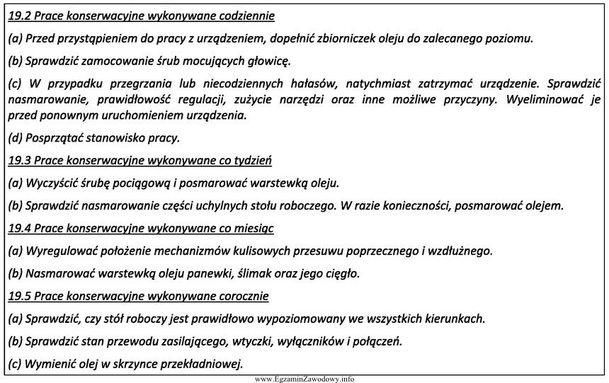 Na podstawie zamieszczonego fragmentu DTR dla wiertarko-frezarki należy zaplanować