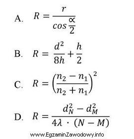 Który wzór należy zastosować do wyznaczenia promienia 