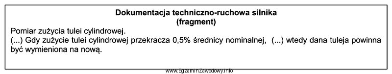 Na podstawie fragmentu dokumentacji techniczno-ruchowej silnika głównego o 