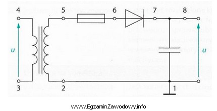 Układ przedstawiony na ilustracji nie jest zasilony. W któ
