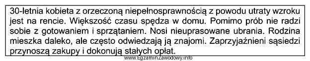 Który z problemów występuje u opisanej kobiety?