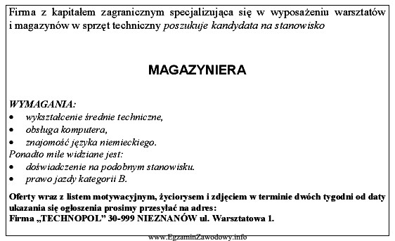 W lokalnej prasie ukazało się ogłoszenie o podanej 