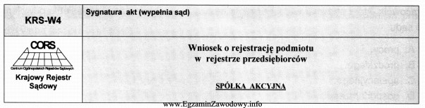 Na podstawie zamieszczonego fragmentu formularza wniosku, określ miejsce rejestracji 