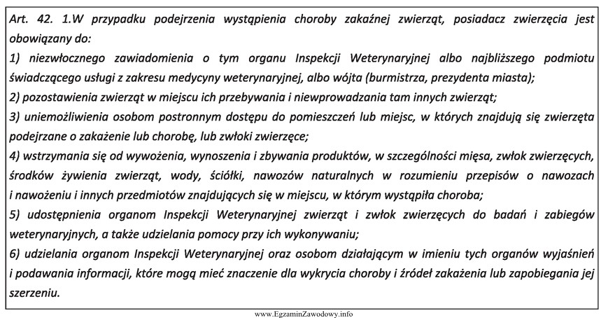 Na podstawie fragmentu ustawy o ochronie zdrowia zwierząt oraz 