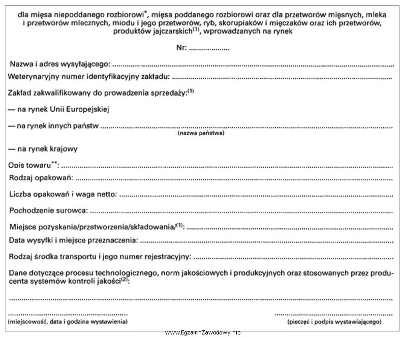 Przedstawiony formularz służy do sporządzania