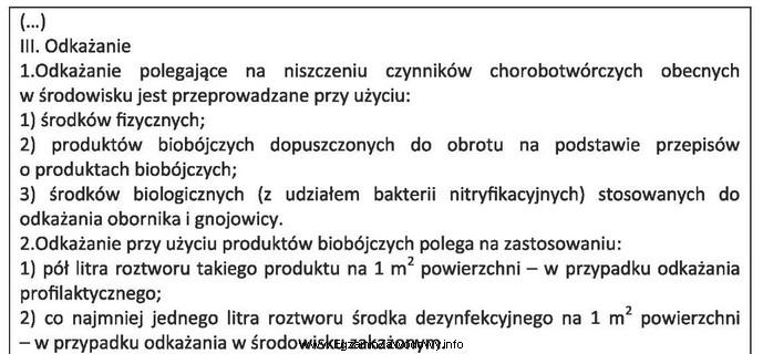 Na podstawie informacji dotyczącej sposobu przeprowadzenia odkażania w 