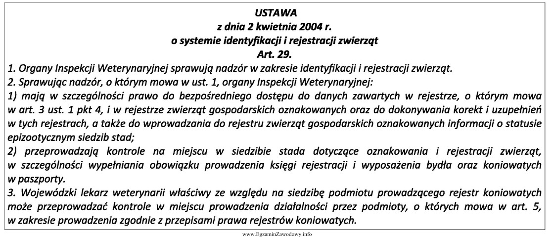 Na podstawie wyciągu z ustawy określ, których 