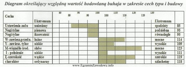 Buhaj, którego cechy liniowe pokazano na diagramach poniżej, 