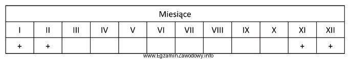 Wskaż stawy, które w okresie zaznaczonym na harmonogramie powinny 