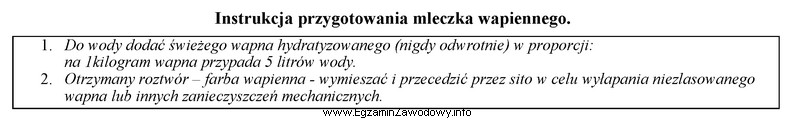 Na podstawie zamieszczonej instrukcji oblicz, ile gramów wapna hydratyzowanego 