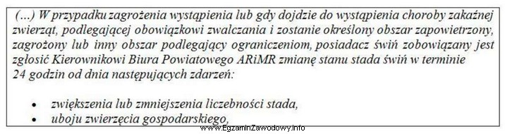 Hodowca tuczników, z siedzibą stada na terenie obszaru zapowietrzonego, 