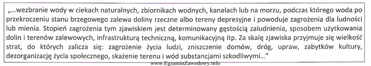 Fragment ustawy Prawo wodne opisuje zagrożenie