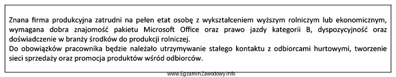 W prasie zamieszczono ogłoszenie z propozycją pracy.<br/> Na 