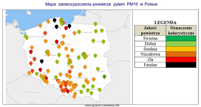 Na podstawie mapy wskaż, w której części 