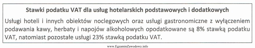 Wartość netto usług noclegowych wynosi 1 000 zł. Korzystając 