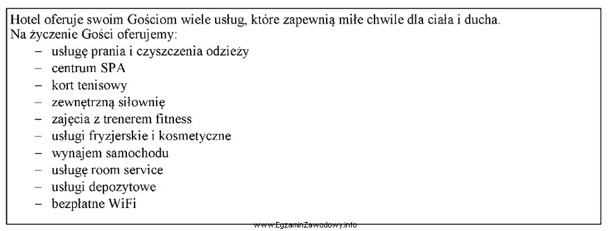 Które usługi może zaoferować recepcjonista młodym 