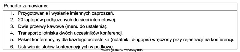 Na podstawie fragmentu zamówienia określ, które usł