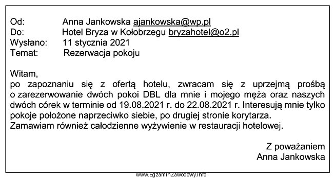 Na podstawie zamieszczonego zamówienia określ, który rodzaj 