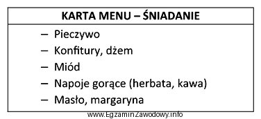 Na podstawie zamieszczonej karty menu określ, który rodzaj 