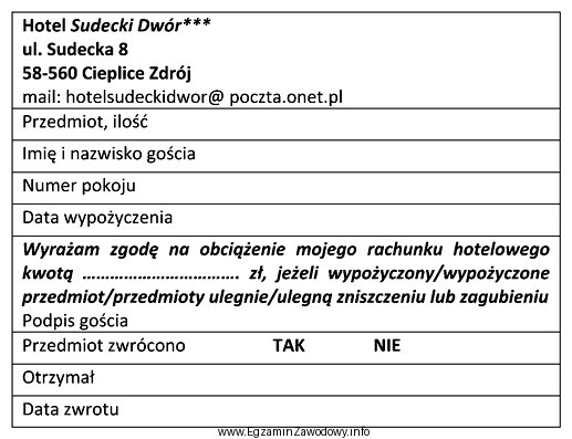 Który dokument sporządza się na zamieszczonym formularzu?