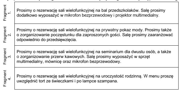 Który z przedstawionych fragmentów zamówienia dotyczy usł