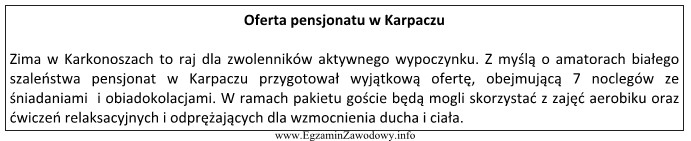 Na podstawie zamieszczonej oferty, określ jakie usługi dodatkowe 