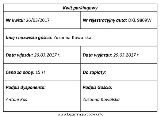 Na podstawie zamieszczonego kwitu oblicz kwotę do zapłaty za 