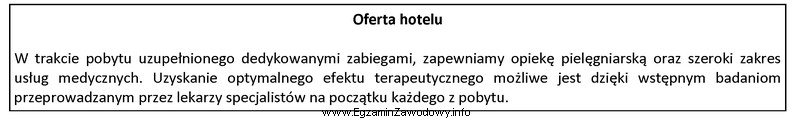 Na podstawie analizy oferty hotelu wskaż grupę usług ś