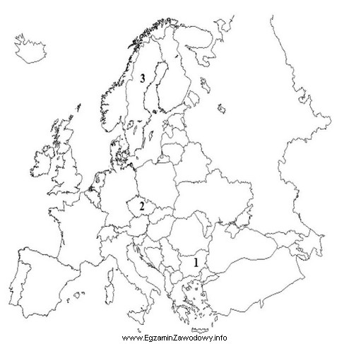 Które państwa zostały zaznaczone na mapie numerami 1, 2, 3?