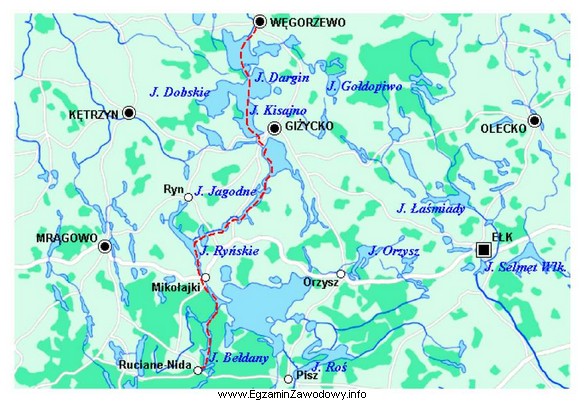 Jeziora przedstawione na fragmencie mapy są główną atrakcją 