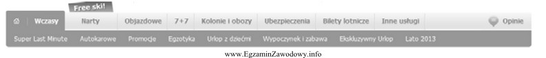 Przedstawiony fragment oferty portalu turystycznego nie obejmuje rezerwacji