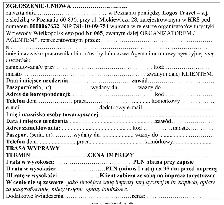 Przedstawiony dokument to druk zamówienia