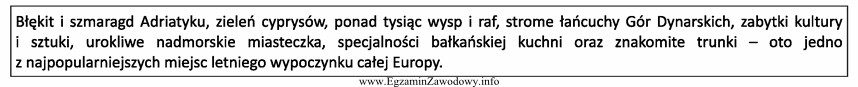 Zamieszczony opis atrakcji turystycznych należy umieścić w katalogu 