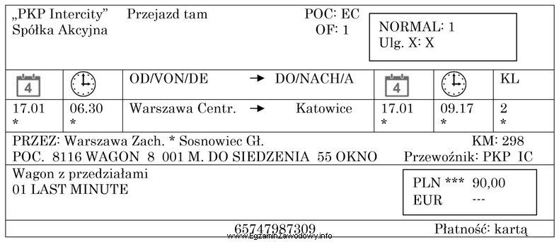 Według informacji zamieszczonej na bilecie wynika, że przewoźnik 